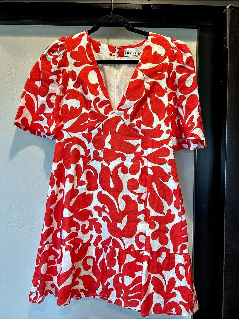 RHODE Mariana Dress Printed Mini Dress Red Caspian Lagoon Size 2